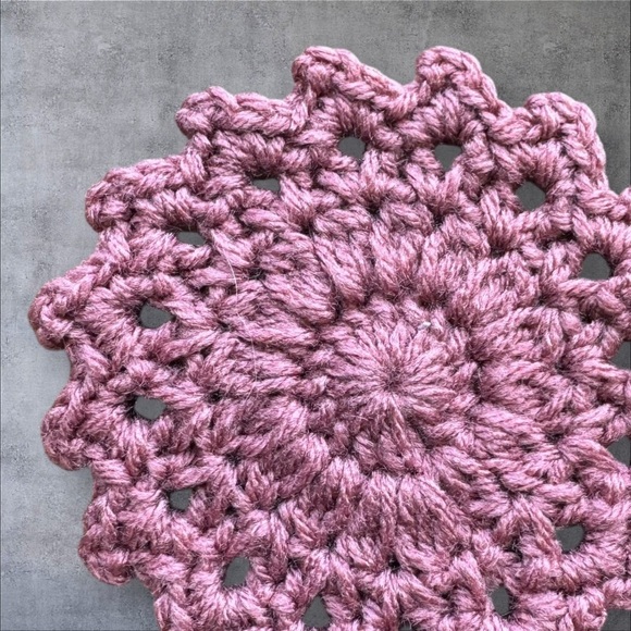 5/$25 Set of 4 Handcrafted Pink Crochet Coaster - Picture 5 of 9